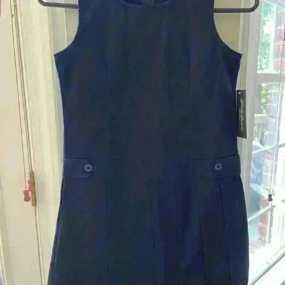 NWT Eddie Bauer School Pleated Jumper Dress, Size 10